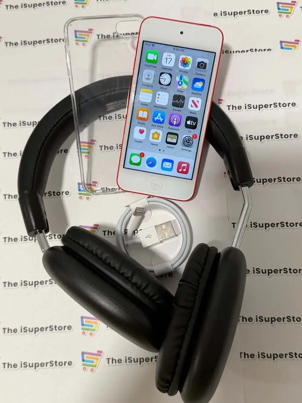 Apple iPod touch 7th Gen Red  32GB w/  Wireless Over-Ear Headphones Bundle